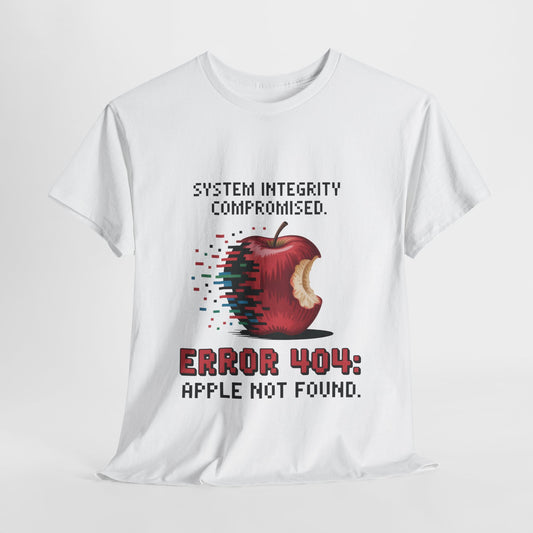 Error 404 Apple Not Found T-Shirt, Glitch Pixel Tech Tee, Funny Nerd Shirt, Unisex Retro Graphic Tee, Geeky T-Shirt, Techie Gift