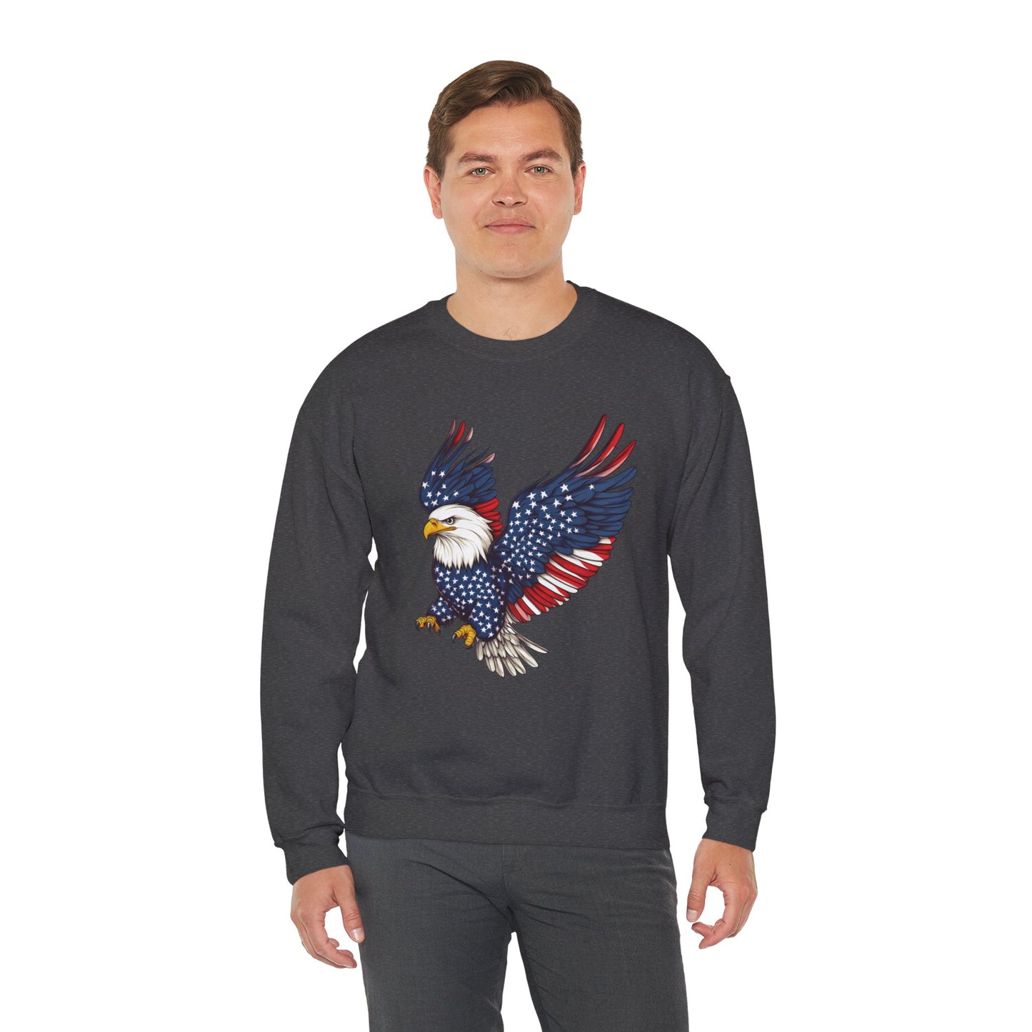 Patriotic Eagle Sweatshirt, Unisex Crewneck, USA Pride Apparel, Cozy Everyday Wear, Perfect for Independence Day, Gift for Patriots
