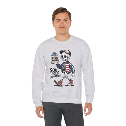 Skeleton Graphic Sweatshirt, Soul Sold Separately Pullover, Funny Gothic Streetwear, Missing My Soul Skull Hoodie Alternative
