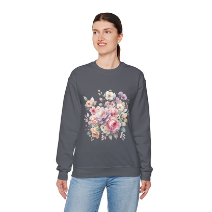 Floral Crewneck Sweatshirt, Cozy Floral Sweatshirt for Spring, Gift for Her, Women's Floral Top, Pastel Floral Sweatshirt