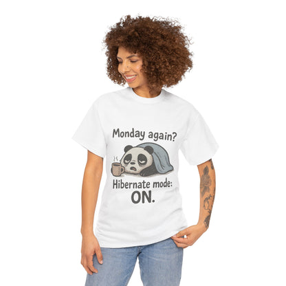 Funny Panda Hibernate Womens Tee, Cute Animal Shirt, Unisex Cotton Tee, Gift for Lazy Days, Monday Motivation T-shirt