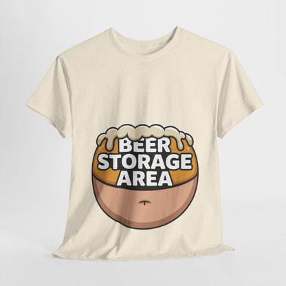 Funny Beer Belly T-Shirt, Beer Storage Area Graphic Tee for Men, Dad Bod Humor Shirt, Beer Lovers Gift, Drinking Gift, Party Apparel