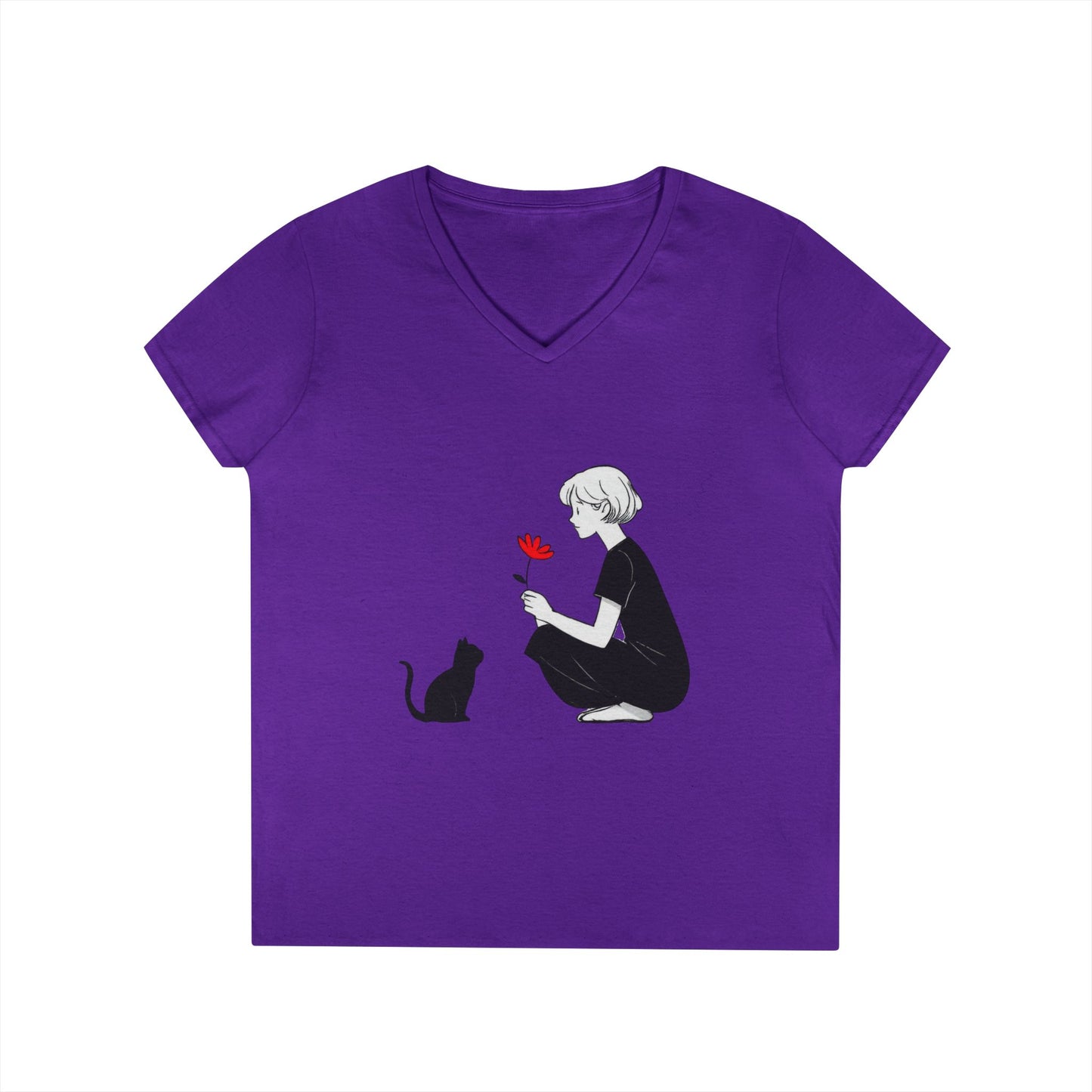 Cat Lover's V-Neck T-Shirt - Cute Graphic Tee for Pet Owners, Gifts for Cat Lovers, Animal Lover Apparel, Valentine's Day, Cat Love