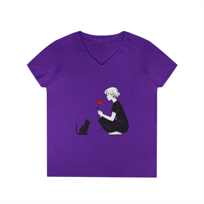 Cat Lover's V-Neck T-Shirt - Cute Graphic Tee for Pet Owners, Gifts for Cat Lovers, Animal Lover Apparel, Valentine's Day, Cat Love