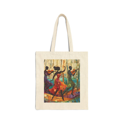 Dancing Silhouettes Cotton Tote Bag, Art Lover Gift, Beach Bag, Eco-Friendly Shopping Tote, Bohemian Style, Festival Essentials