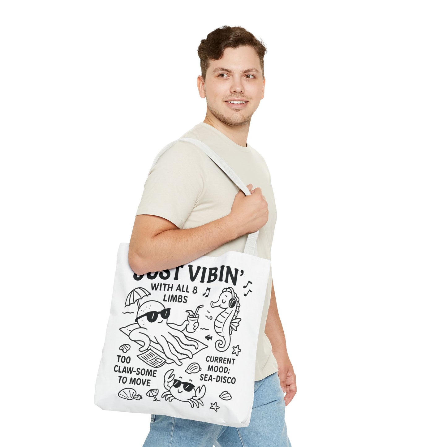 Fun Sea-Themed Tote Bag, Beach Accessories, Summer Vibes, Gift for Ocean Lovers, Reusable Shopping Bag, Cute Beach Tote