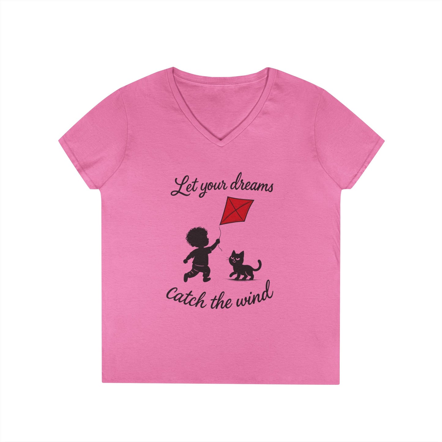 Cat Lover Girls' V-Neck T-Shirt, Gift for Birthday, Cat Lover T-Shirt, Cat Mom Gift, Gift for Kids and Animal Lovers