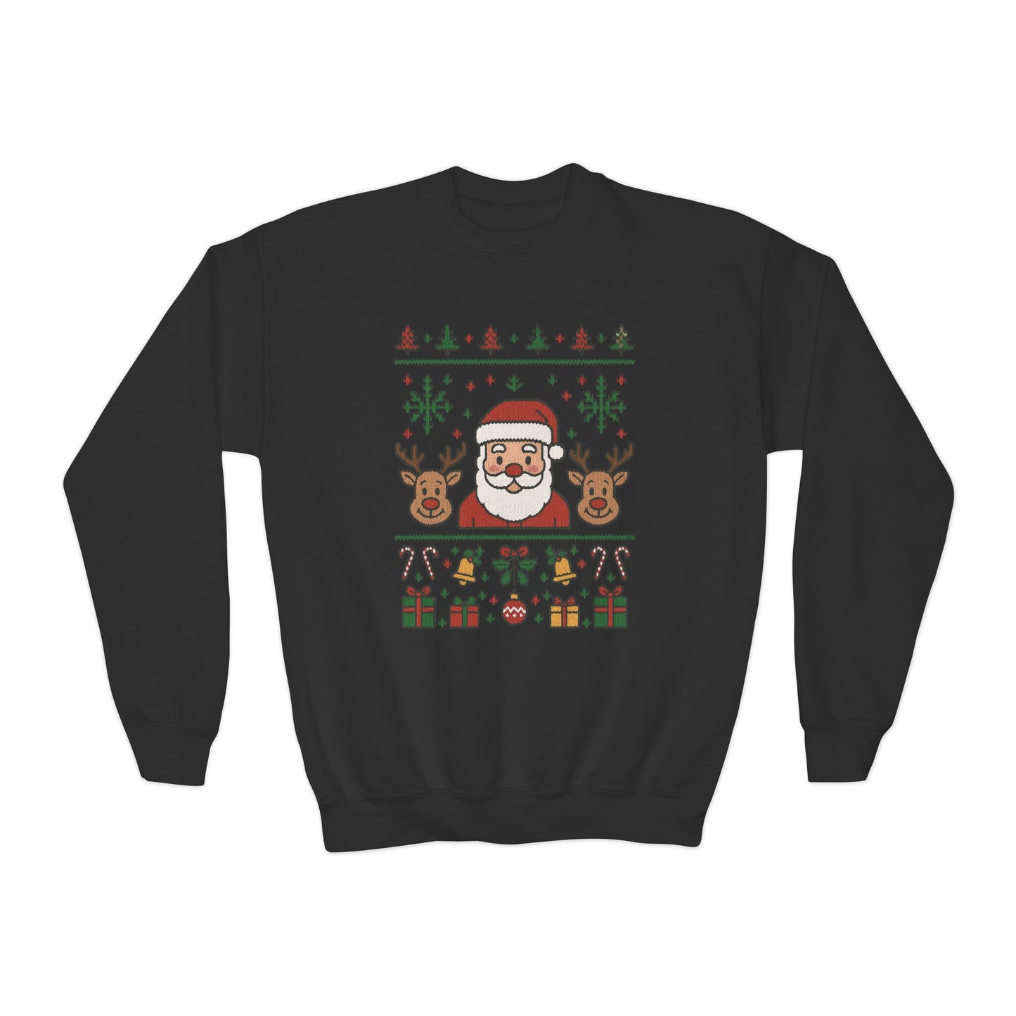 Santa - Reindeer Christmas Sweatshirt for Kids, Cozy Holiday Jumper, Youth Crewneck Sweatshirt