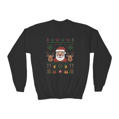 Santa - Reindeer Christmas Sweatshirt for Kids, Cozy Holiday Jumper, Youth Crewneck Sweatshirt