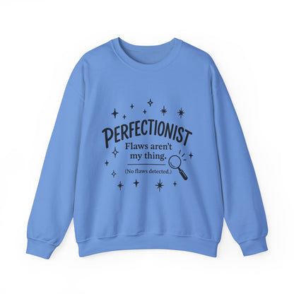 Womens Perfectionist Sweatshirt, Funny Clean Design with Stars, No Flaws Detected Quote Pullover, Minimalist Cozy Gift for Her
