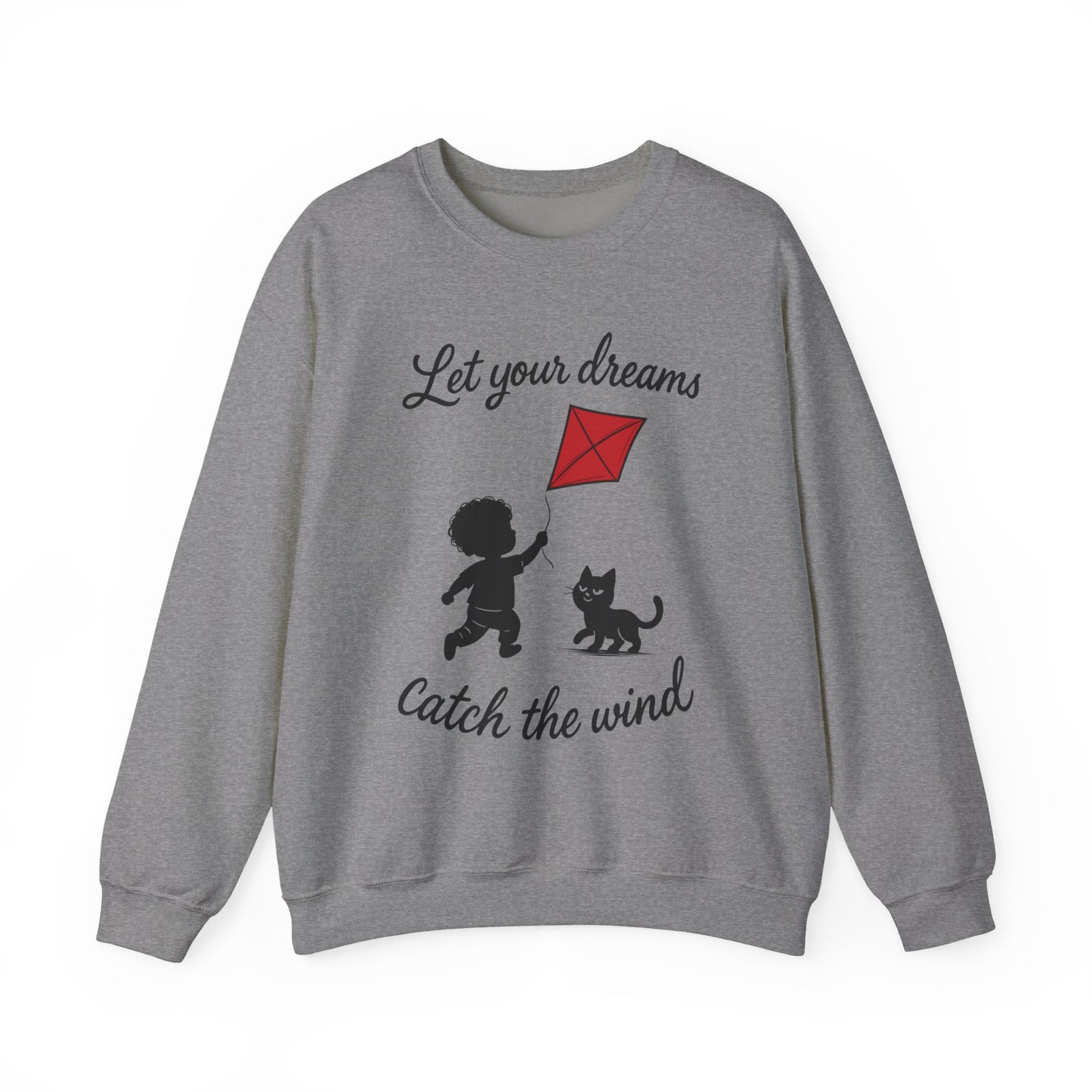 Dream Big Womens Crewneck Sweatshirt, Inspirational Gift, Cozy Lounge Wear, Cat Lover's Apparel, Kid's Motivation Sweatshirt