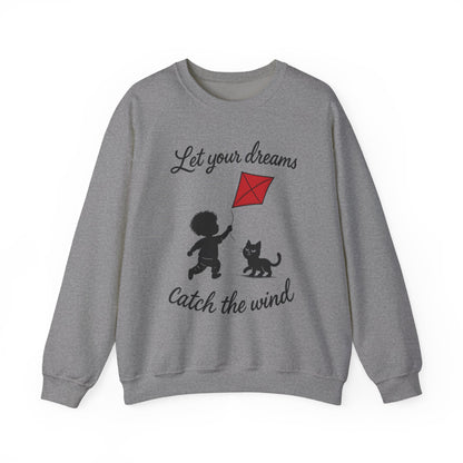 Dream Big Womens Crewneck Sweatshirt, Inspirational Gift, Cozy Lounge Wear, Cat Lover's Apparel, Kid's Motivation Sweatshirt