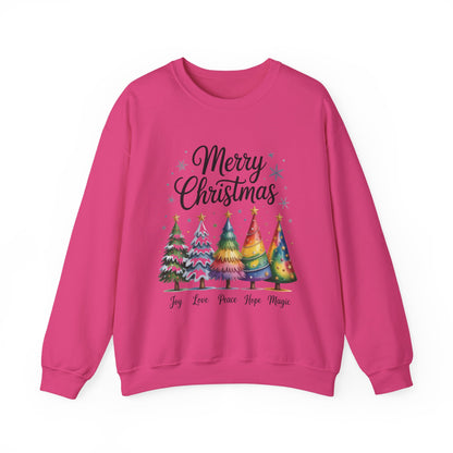 Merry Christmas Women's Sweatshirt, Joy Love Peace Hope Magic Pullover, Women's Heavy Blend™ Crewneck Sweatshirt