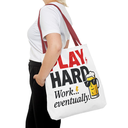 Play Hard Tote Bag - Fun, Stylish, Tote for Work & Play, Summer, Gift, Beach Bag, Everyday Carry, Beach Weekender Bag, large canvas bag