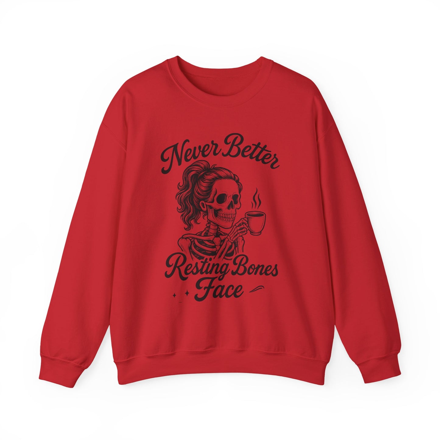 Skull Coffee Lovers Crewneck Sweatshirt, Womens, Perfect for Halloween, Cozy Outfit, Gift for Friends, Relaxing Days, Coffee Enthusiasts