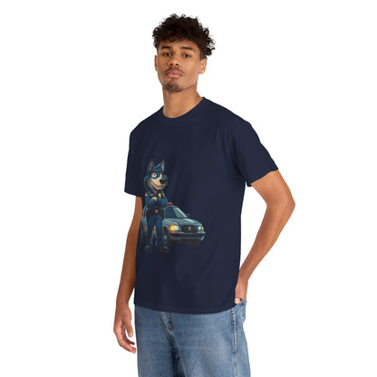 Cool Police Wolf Cartoon Shirt, Funny Cop Animal Graphic Tee,  Law Enforcement Gift T-Shirt, Tee for Dog Lovers, Gifts for Police Week