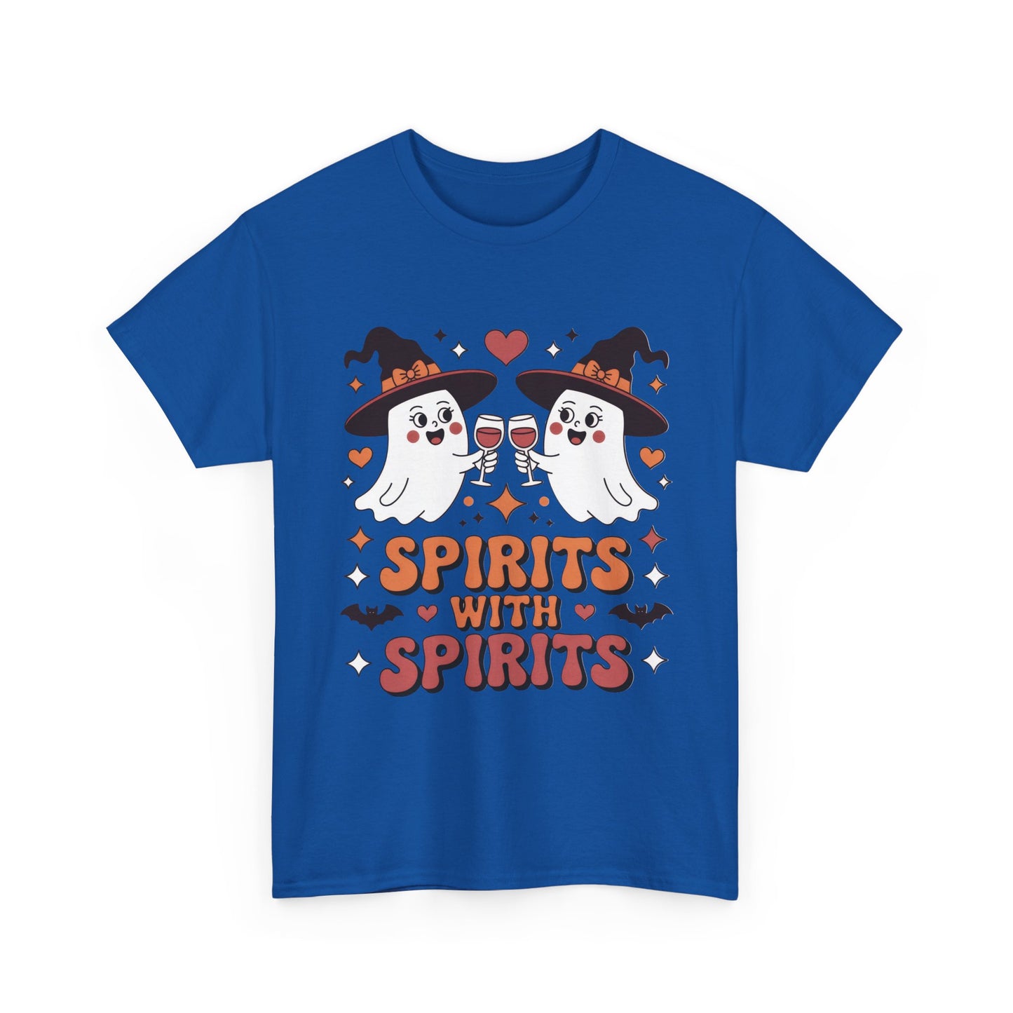 Spirits With Spirits Women's Halloween T-Shirt, Funny Ghost Drinking Wine Tee, Witches Party Shirt, Spooky Season Gift for Her