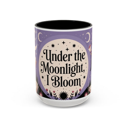Under the Moonlight I Bloom Mug, Witchy Moon Magic Coffee Cup, Feminine Mystic Gift for Spiritual, Self Growth Lovers, Coffee Mug (11, 15oz)