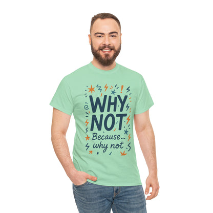 Why Not Mens Heavy Cotton Tee, Fun Motivational Graphic Tee, Casual Wear, Gift for Friends, Birthday Gift, Everyday Comfort