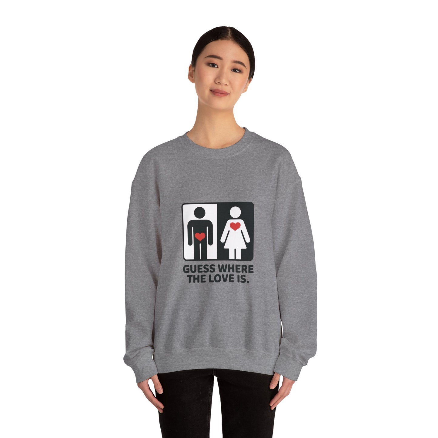 GuesWhere the Love Is Sweatshirt, Couples Gift, Valentines Day Apparel, Matching Sweatshirt, Relationship Sweatshirt, Love Joke Graphic