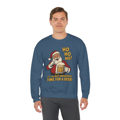 Funny Santa Beer Christmas Sweatshirt, Men's Holiday Pullover, Men's Heavy Blend™ Crewneck Sweatshirt