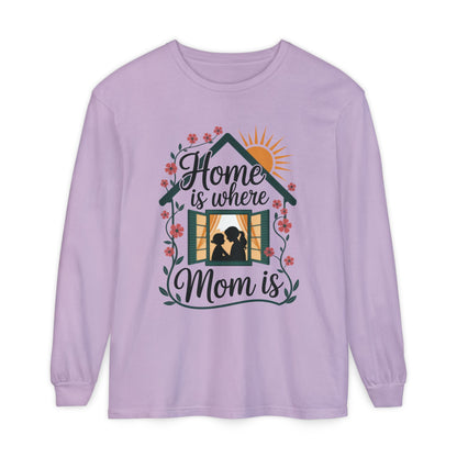 Home Is Where Mom Is Long Sleeve T-Shirt, Mother's Day Cotton Shirt, Cute Family Gift for Mom, Sentimental Mom Gift, mother's day Gift