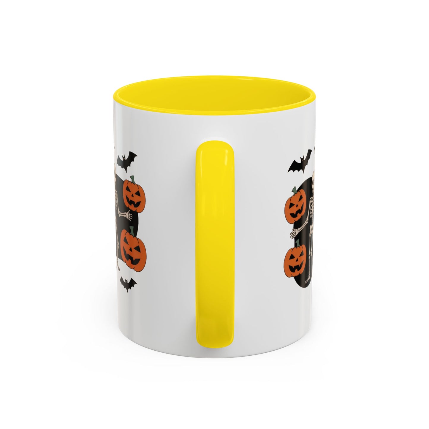 Dancing Skeletons Halloween Mug, Funny Spooky Pumpkin Coffee Cup, Cute Skeleton Dance Mug, Festive Fall Gift, Accent Coffee Mug (11, 15oz)