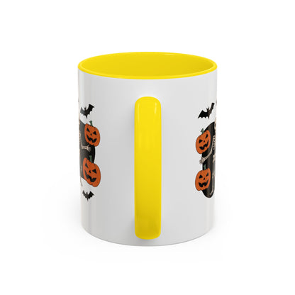 Dancing Skeletons Halloween Mug, Funny Spooky Pumpkin Coffee Cup, Cute Skeleton Dance Mug, Festive Fall Gift, Accent Coffee Mug (11, 15oz)