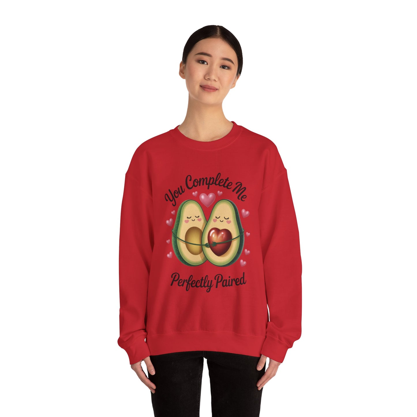 Cute Avocado Love Crewneck Sweatshirt, Sweatshirt for Couples, Perfect Gift for Valentines Day, Cozy Apparel, Avocado Lover Gift