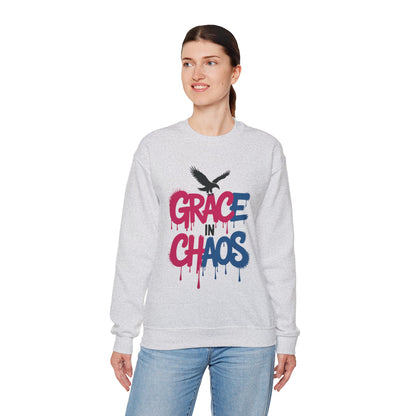 Women's Sweatshirt Grace in Chaos, Graffiti Dripping Street Art Pullover, Bold Urban Graphic
