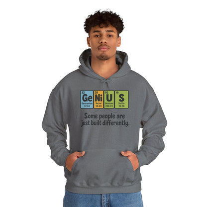 Funny Mens Genius Hoodie, Periodic Table Nerd Sweatshirt, Smart Science Pullover Gift for Him, Science Lover Apparel, Funny Hoodie