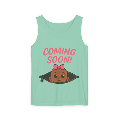 Coming Soon Maternity  Tank Top, Cute Baby Girl Pregnancy Announcement Shirt, Expecting Mom Gift, Gender Reveal Tank, Baby Shower Gift