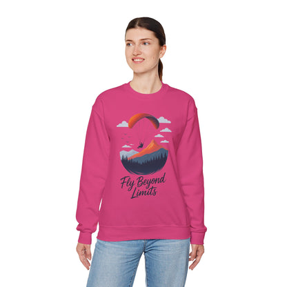 Adventure Inspiration Crewneck Sweatshirt - Fly Beyond Limits, Cozy Outdoor Outfit, Gift for Adventurers, Travel, Motivation Apparel
