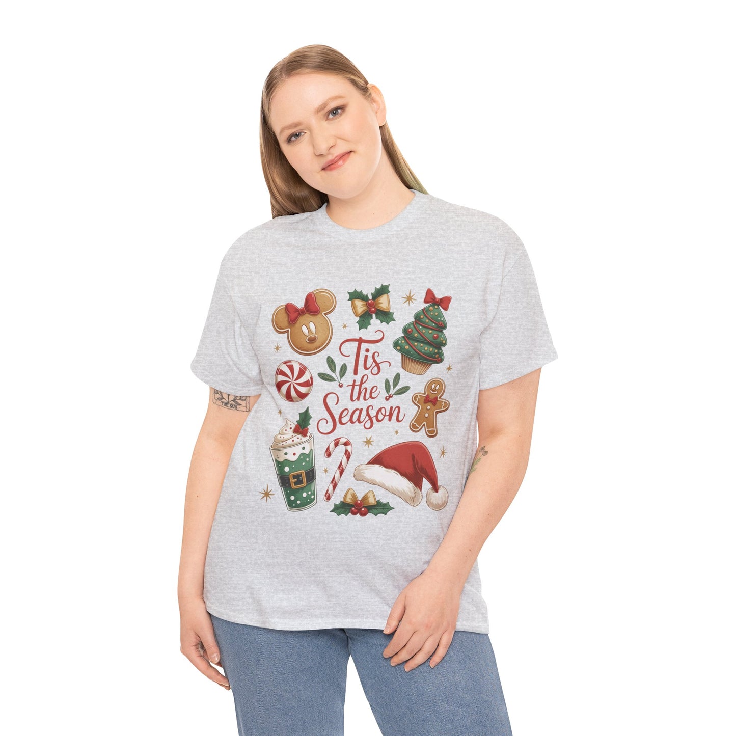 Women's Tis the Season Christmas Shirt, Cute Holiday Cookie - Coffee Tee, Women's Heavy Cotton Tee
