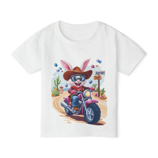 Easter Bunny Motorcycle Toddler T-Shirt - Fun Spring Tee for Kids, Biker Bunny Shirt, Cute Easter Gift, Cotton Tee for Boys and Girls