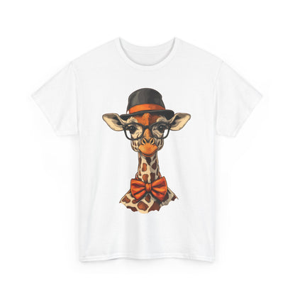 Hipster Giraffe T-Shirt with Hat and Glasses, Whimsical Giraffe Tee, Fun Gift, Cute Graphic Shirt, Unisex Heavy Cotton Tee