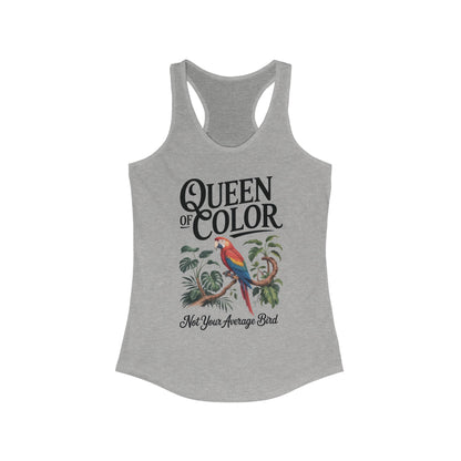 Colorful Queen Racerback Tank: Not Your Average Bird, Summer Fitness Top, Tropical Workout Shirt, Gifts for Women, Eco-Friendly Activewear