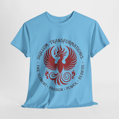 Phoenix Fire Element T-Shirt, Sigillum Transformationis Seal, Passion Power Rebirth Totem, Phoenix Symbol Unisex Tee, Spiritual Tee