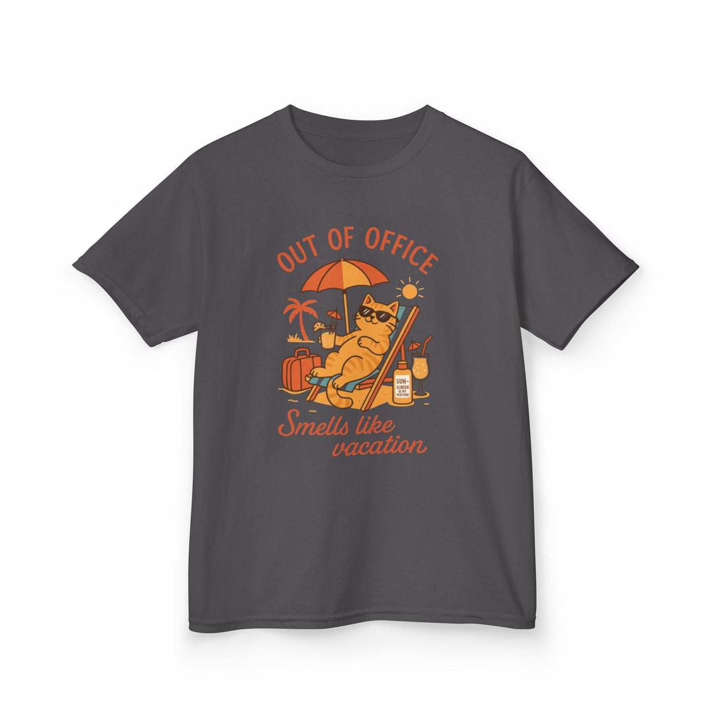 Funny Cat Vacation T-Shirt for Kids, Out of Office Beach Shirt, Summer Holiday Tee, Summer Fun, Beachwear, Travel Tee, Gift for Kids