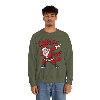 Dabbin Through The Snow Santa Men's Christmas Sweatshirt, Funny Holiday Jumper