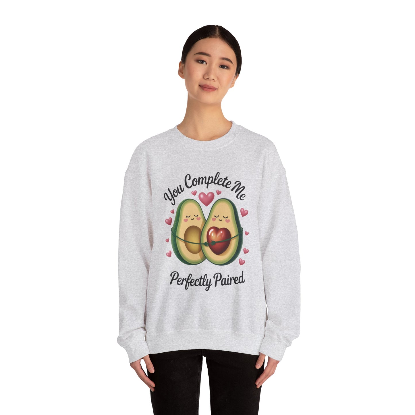 Cute Avocado Love Crewneck Sweatshirt, Sweatshirt for Couples, Perfect Gift for Valentines Day, Cozy Apparel, Avocado Lover Gift