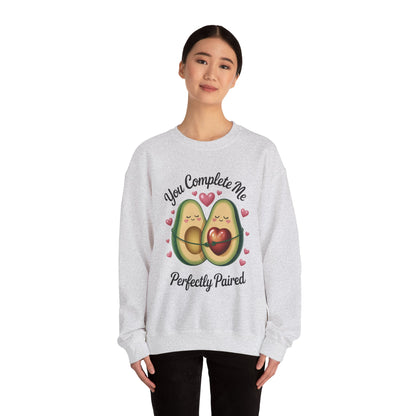 Cute Avocado Love Crewneck Sweatshirt, Sweatshirt for Couples, Perfect Gift for Valentines Day, Cozy Apparel, Avocado Lover Gift