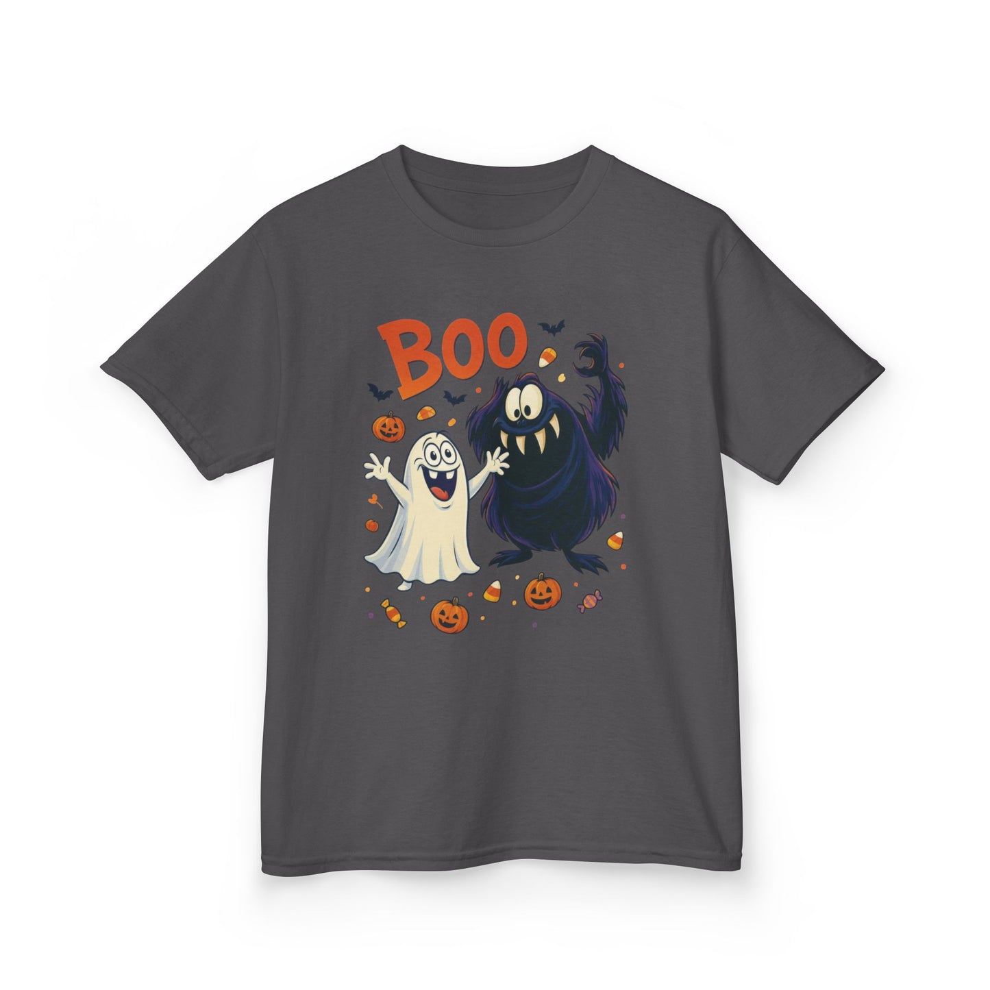 Kids Halloween T-Shirt BOO! Cute Ghost Monster Shirt, Funny Spooky Graphic Tee for Boys Girls, Halloween Costume Gift