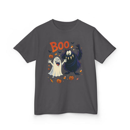 Kids Halloween T-Shirt BOO! Cute Ghost Monster Shirt, Funny Spooky Graphic Tee for Boys Girls, Halloween Costume Gift