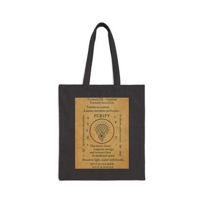Sigil of Inner Purity Tote Bag, Energy Cleansing Symbol, Mystic Spiral Bag, Witchy Mind Spirit Alignment Charm, Spiritual Purification Tote