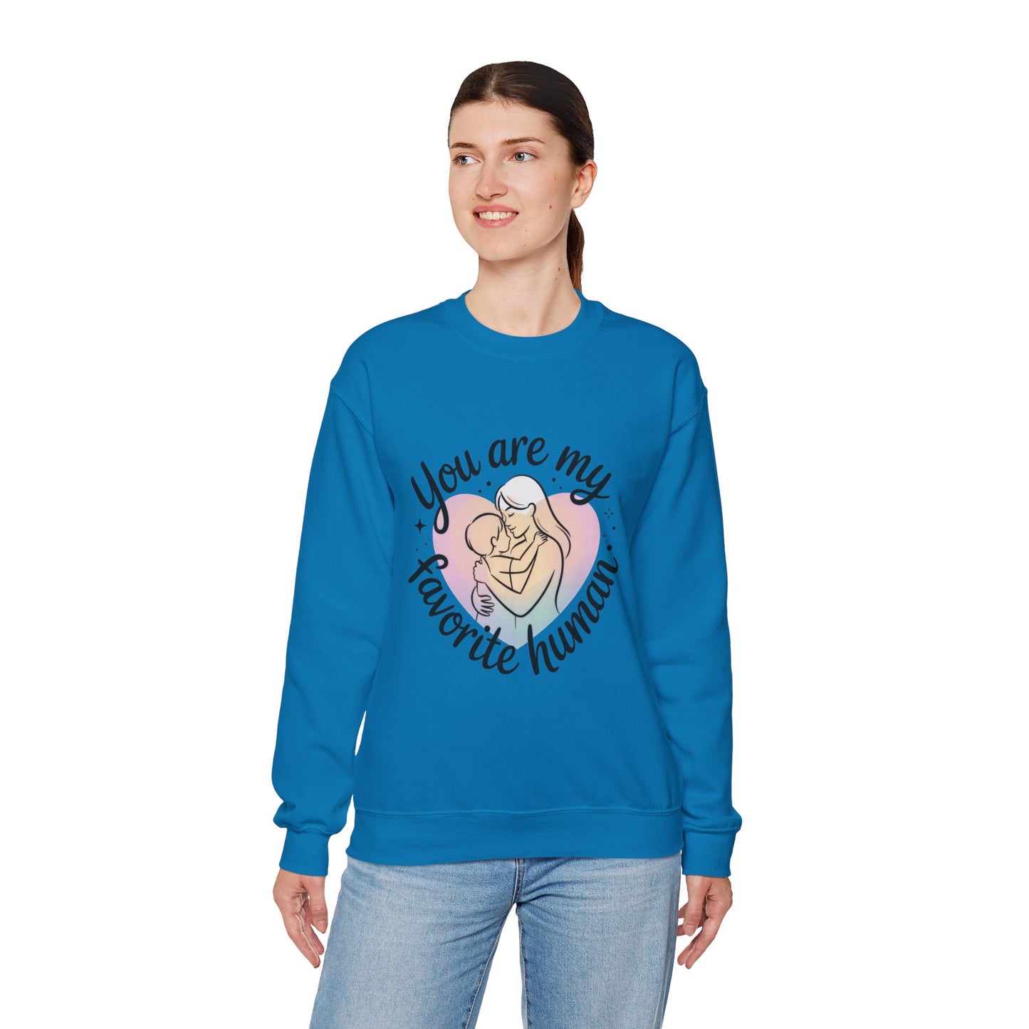 You Are My Favorite Human Mom Sweatshirt, Cute Pastel Heavy Blend Crewneck for Mothers Day, Cozy Gift for Moms, Mothers Day Gift