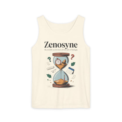 Zenosyne Tank Top, Unisex Garment-Dyed Tee, Time Awareness Gift, Casual Summer Wear, Philosophy Shirt, Unique Everyday Apparel