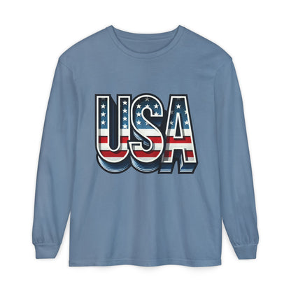 Patriotic Long Sleeve  Unisex  T-Shirt, USA Design, Unisex Tee for Independence Day, Memorial Day, Family Celebrations, Casual Wear
