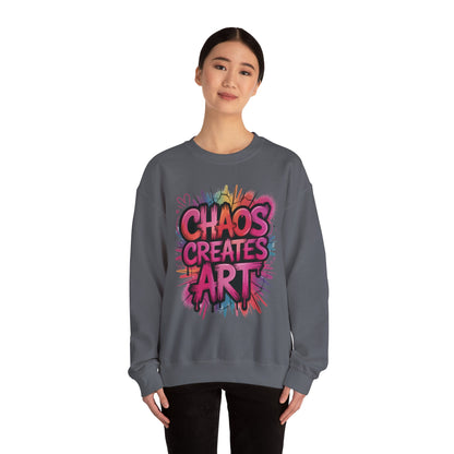 Women's Heavy Blend™ Crewneck Sweatshirt, Chaos Creates Art Graffiti Sweatshirt, Streetwear Sweatshirt