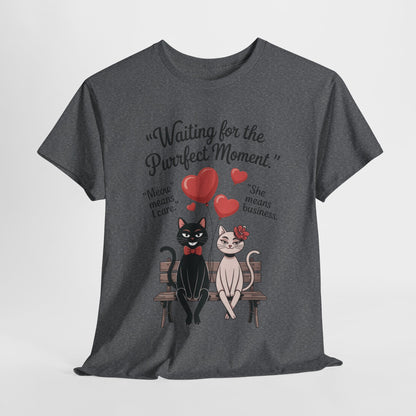 Cute Cat Lovers Tee, Womens Heavy Cotton Tee for Pet Owners, Funny Cat Shirt, Gift for Cat Lovers, Casual T-Shirt, Animal Art Tee